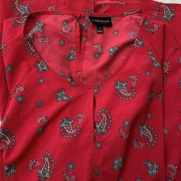 Lane Bryant soft paisley top/blouse short sleeves size 24 - Picture 13 of 13